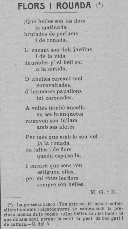 Flors i rouada Ton pare no té nas