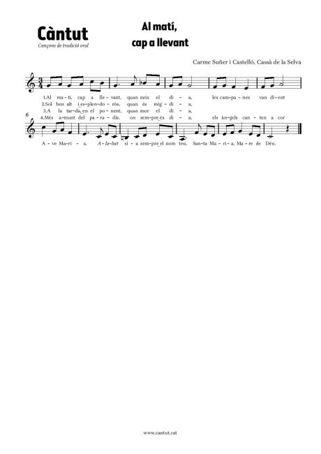 Al matí, cap a llevat - Partitura completa