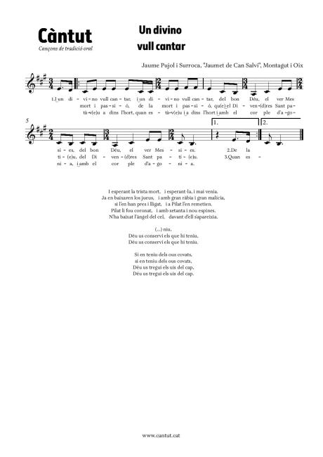 Un divino vull cantar